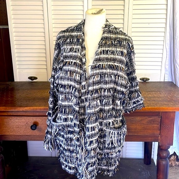 Zara Other - Zara Basic Fringe Long Cardigan Jacket
